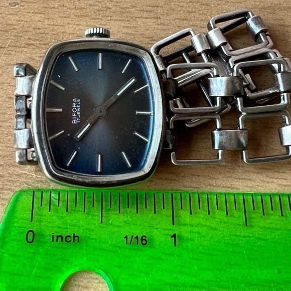 VINTAGE BIFORA 800 SILVER LADIES AUTOMATIC MECHANICAL WATCH UNIQUE BRACELET WORK main image 11